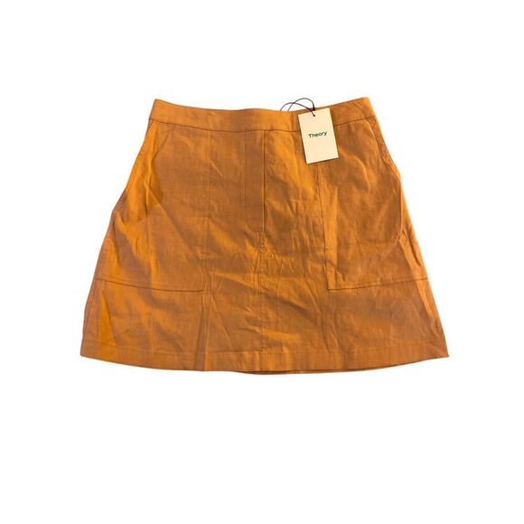 NWT theory women’s stitched pocket elastic adjustable waist, pink melon skirt S/ - Picture 2 of 5